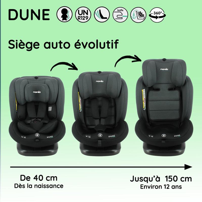 Nania Siège auto DUNE Pivotant 360° I-Size 40-150 cm - Evolutif naissance jusqu'à 12 ans environ - Fixations isofix — vignette 6