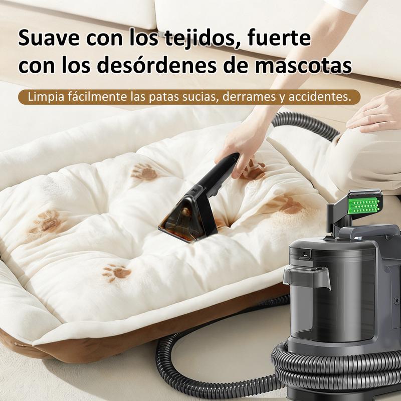 Nettoyeur portable pour tapis et tissus d’ameublement avec 3 têtes pour canapé et animaux de compagnie, nettoyage en profondeur pour tapis, voitures et espaces familiaux — vignette 4