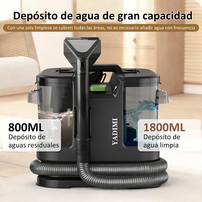 Nettoyeur portable pour tapis et tissus d’ameublement avec 3 têtes pour canapé et animaux de compagnie, nettoyage en profondeur pour tapis, voitures et espaces familiaux — vignette 6