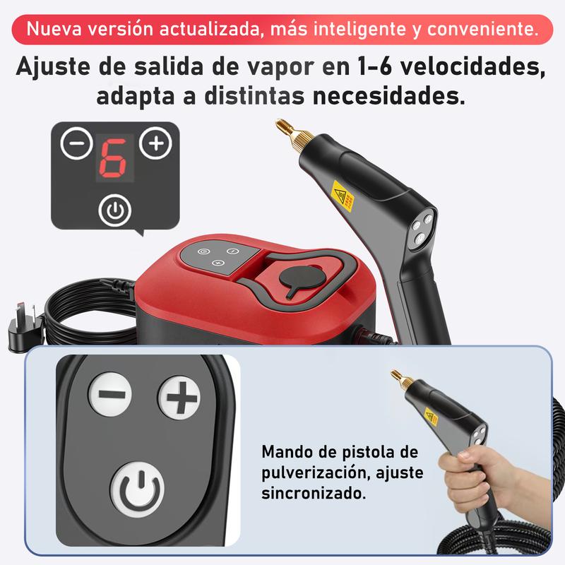 Nettoyeur vapeur portable – outil de nettoyage filaire avec 8 accessoires, niveaux réglables, chauffage rapide, idée cadeau pour la fête des Pères pour le detailing automobile et le nettoyage de la maison — vignette 2