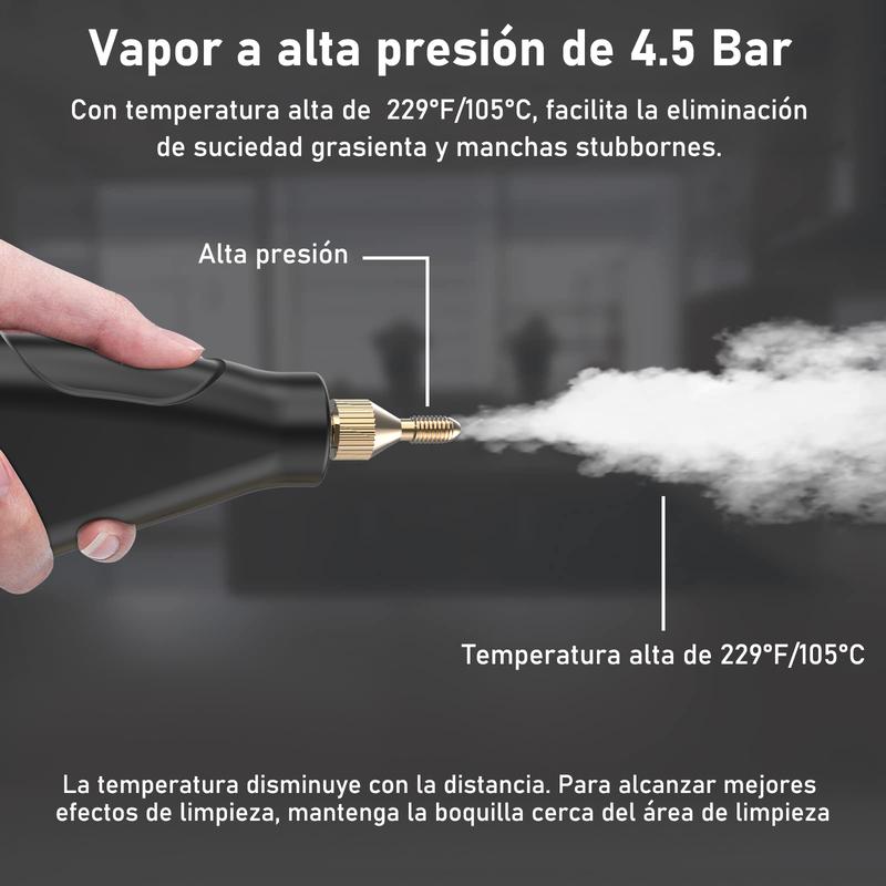 Nettoyeur vapeur portable – outil de nettoyage filaire avec 8 accessoires, niveaux réglables, chauffage rapide, idée cadeau pour la fête des Pères pour le detailing automobile et le nettoyage de la maison — vignette 4