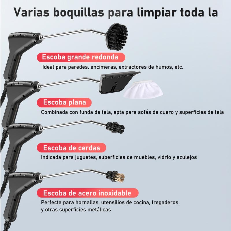 Nettoyeur vapeur portable – outil de nettoyage filaire avec 8 accessoires, niveaux réglables, chauffage rapide, idée cadeau pour la fête des Pères pour le detailing automobile et le nettoyage de la maison — vignette 6