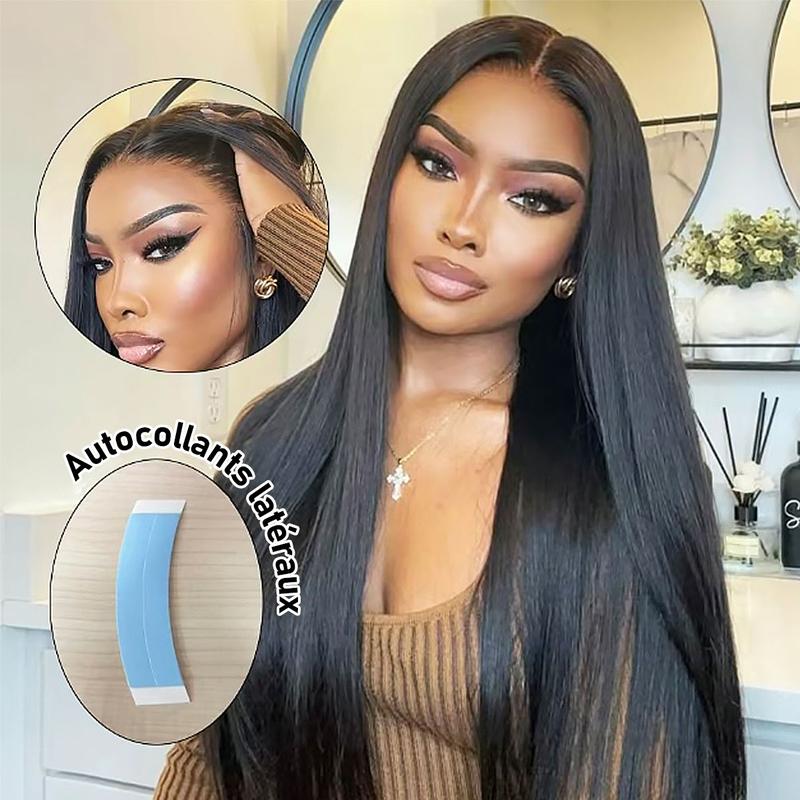[NOUVEAUTÉ] Perruque lisse sans colle BFFGIRL Hair 13x6 à lace frontale complète avec cordon de serrage installation facile de l’oreille à l’oreille lace pré découpée et ligne frontale déjà épucée cheveux humains idéale pour les débutantes — vignette 2