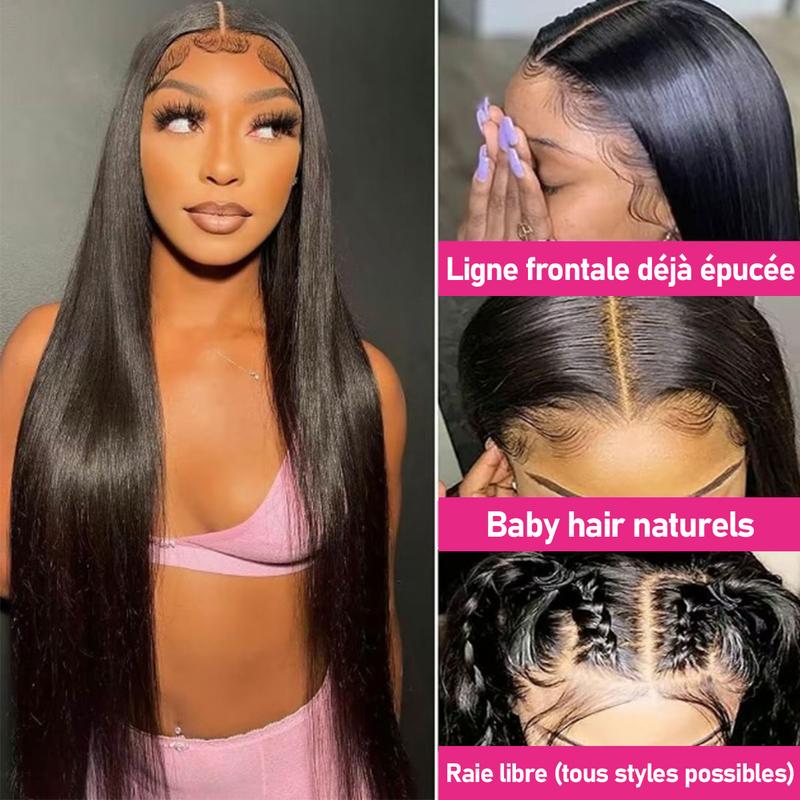 [NOUVEAUTÉ] Perruque lisse sans colle BFFGIRL Hair 13x6 à lace frontale complète avec cordon de serrage installation facile de l’oreille à l’oreille lace pré découpée et ligne frontale déjà épucée cheveux humains idéale pour les débutantes — vignette 3