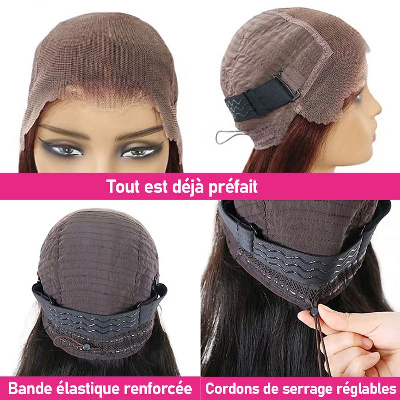 [NOUVEAUTÉ] Perruque lisse sans colle BFFGIRL Hair 13x6 à lace frontale complète avec cordon de serrage installation facile de l’oreille à l’oreille lace pré découpée et ligne frontale déjà épucée cheveux humains idéale pour les débutantes — vignette 9