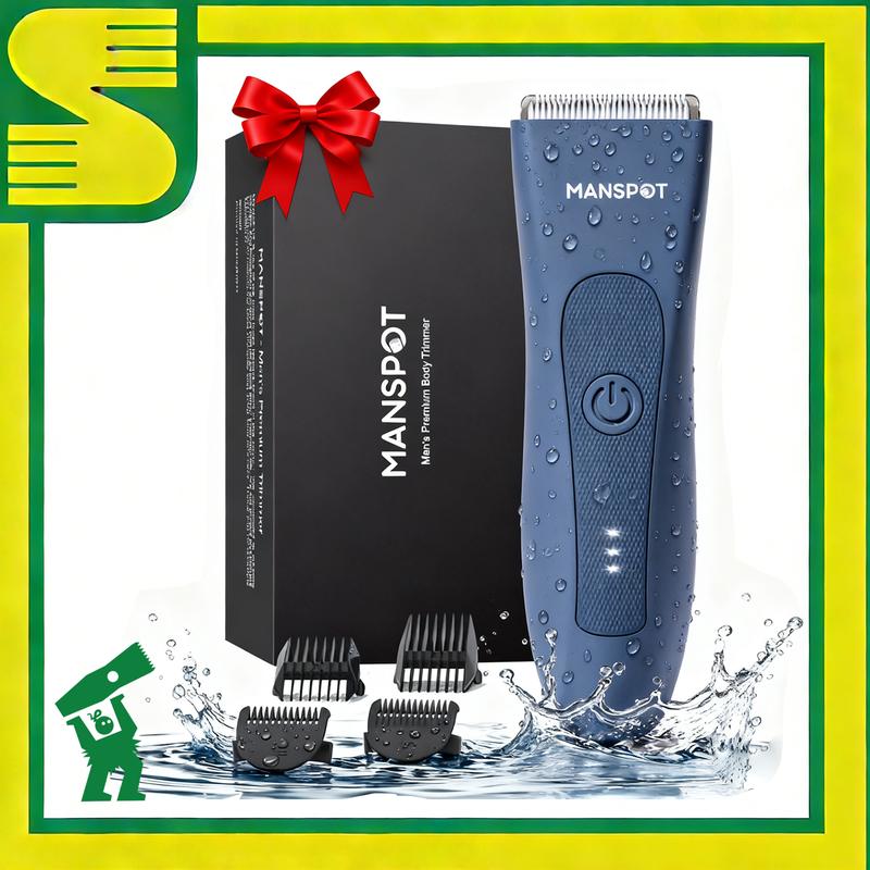 Offre d’été | Manspot Rasoir électrique pour le corps 4 en 1 – tondeuse pour homme avec têtes à lame céramique remplaçables, rechargeable par USB, étanche, rasage sûr et doux – idéal pour les soins du corps, excellente idée cadeau.