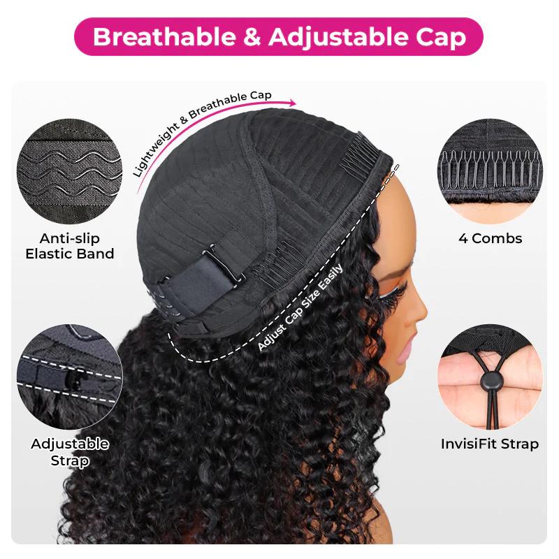 OQ HAIR Demi-Perruque Wear & Go Kinky Straight, Ligne Frontale Invisible, Flip Over Wig Sans Colle, Cheveux Humains, Facile pour Débutantes #BackToSchoolshopping — vignette 7