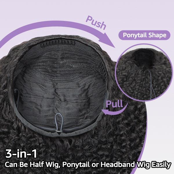 OQ HAIR Perruque Half Wig Bob Kinky Straight Sans Colle Ligne Frontale Invisible 180% Wear Go Flip Over Wig Cheveux Humains Idéale pour Débutantes #BackToSchoolshopping — vignette 9