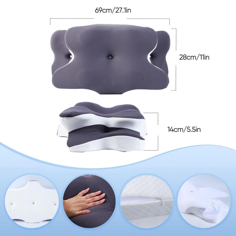 Oreiller cervical profilé double face, mousse à mémoire de forme soutenante avec housse rafraîchissante, design en zones et appuie-bras extra-large pour dormir sur le côté, sur le ventre ou sur le dos #TOP PICKS — vignette 2