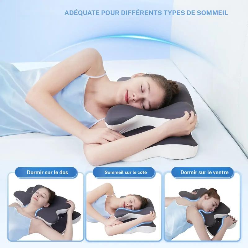Oreiller cervical profilé double face, mousse à mémoire de forme soutenante avec housse rafraîchissante, design en zones et appuie-bras extra-large pour dormir sur le côté, sur le ventre ou sur le dos #TOP PICKS — vignette 3