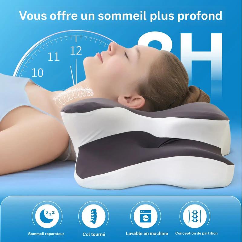 Oreiller cervical profilé double face, mousse à mémoire de forme soutenante avec housse rafraîchissante, design en zones et appuie-bras extra-large pour dormir sur le côté, sur le ventre ou sur le dos #TOP PICKS — vignette 4