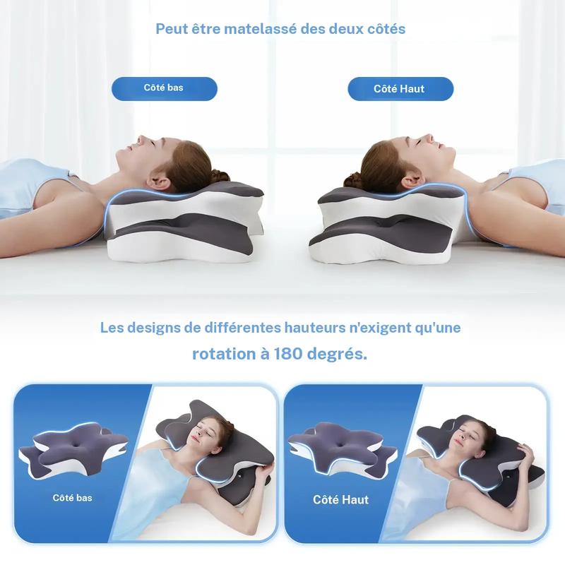 Oreiller cervical profilé double face, mousse à mémoire de forme soutenante avec housse rafraîchissante, design en zones et appuie-bras extra-large pour dormir sur le côté, sur le ventre ou sur le dos #TOP PICKS — vignette 5