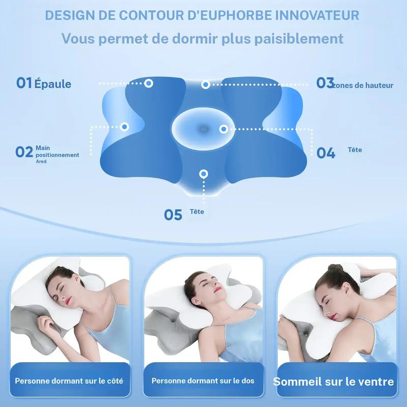 Oreiller cervical profilé double face, mousse à mémoire de forme soutenante avec housse rafraîchissante, design en zones et appuie-bras extra-large pour dormir sur le côté, sur le ventre ou sur le dos #TOP PICKS — vignette 6