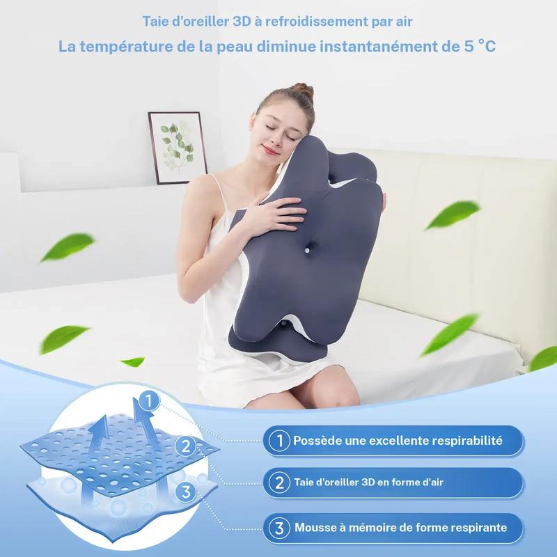 Oreiller cervical profilé double face, mousse à mémoire de forme soutenante avec housse rafraîchissante, design en zones et appuie-bras extra-large pour dormir sur le côté, sur le ventre ou sur le dos #TOP PICKS — vignette 8
