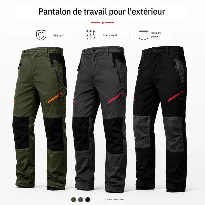 Pantalon de travail extensible pour homme, résistant aux coupures et au feu, multi-poches, renforcé pour la construction, l’atelier et l’industrie