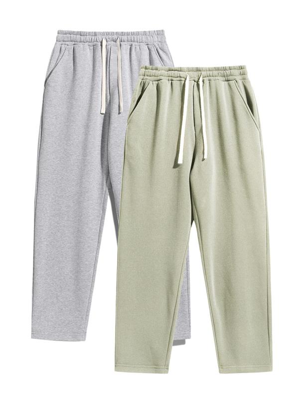 Pantalon homme uni avec doublure thermique et taille à cordon de serrage, coupe droite décontractée et confortable, coupe classique pour l’automne et l’hiver, pantalon homme pour un usage quotidien — vignette 5