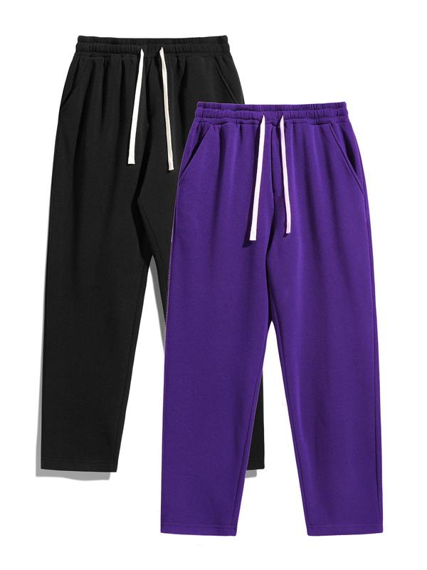 Pantalon homme uni avec doublure thermique et taille à cordon de serrage, coupe droite décontractée et confortable, coupe classique pour l’automne et l’hiver, pantalon homme pour un usage quotidien — vignette 9