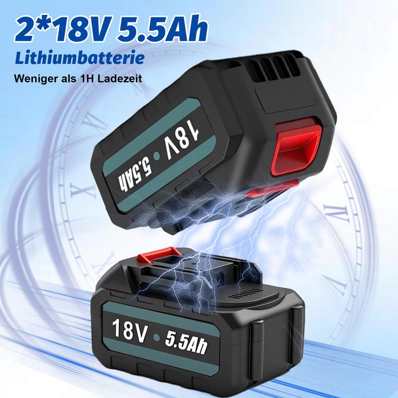 Perforeuse-marteau sans fil (3-en-1) puissante avec moteur sans balais - 7J d’énergie de percussion, pour percer, chiseler & perçage marteau. Compatible Makita. Kit complet avec 2 batteries & chargeur - prêt à l’emploi immédiat ! — vignette 8