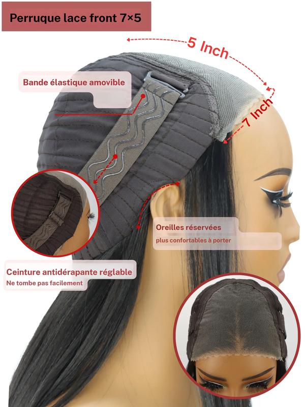 Perruques longues et lisses de 28 pouces pour femmes, perruques élégantes, perruques volumineuses magnifiques sans frange, perruques synthétiques à dentelle frontale sans colle pour les fêtes et un usage quotidien — vignette 5
