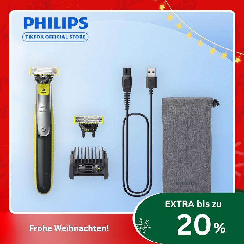 Philips OneBlade Rasoir visage 360 + 1 lame supplémentaire, peigne 5-en-1, pochette souple- QP2734/31