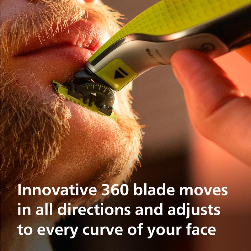 Philips OneBlade Rasoir visage 360 + 1 lame supplémentaire, peigne 5-en-1, pochette souple- QP2734/31 — vignette 2