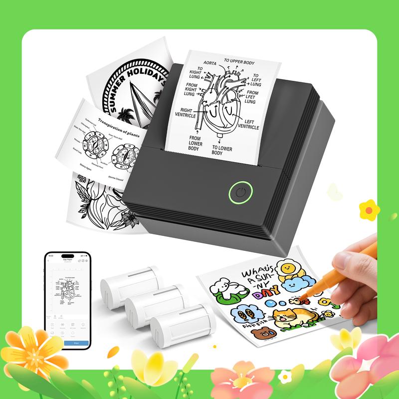 PM230/PM290C Imprimante Portable Bluetooth, Mini-Imprimante Portable Sans Encre Pour Notes d'étude, Photos, Mémos, Listes, Cadeaux, Cadeaux d'anniversaire Pour Filles et Garçons, Compact Pocket AI Printer, Cadeau de la Saint-Valentin