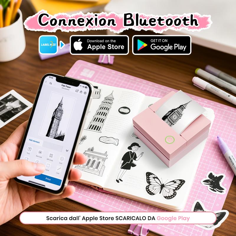 PM230/PM290C Imprimante Portable Bluetooth, Mini-Imprimante Portable Sans Encre Pour Notes d'étude, Photos, Mémos, Listes, Cadeaux, Cadeaux d'anniversaire Pour Filles et Garçons, Compact Pocket AI Printer, Cadeau de la Saint-Valentin — vignette 2