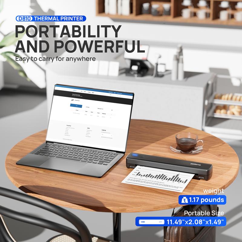 POLONO Imprimante Portable Sans Encre D810/D830, Imprimante Thermique Bluetooth Sans Fil, Compatible iOS/Android, 20 Feuilles Gratuites, Idéale pour Maison et Bureau, Imprimante Compacte et Légère, A4 Printer, Fonctionnalité intelligente d'IA — vignette 3