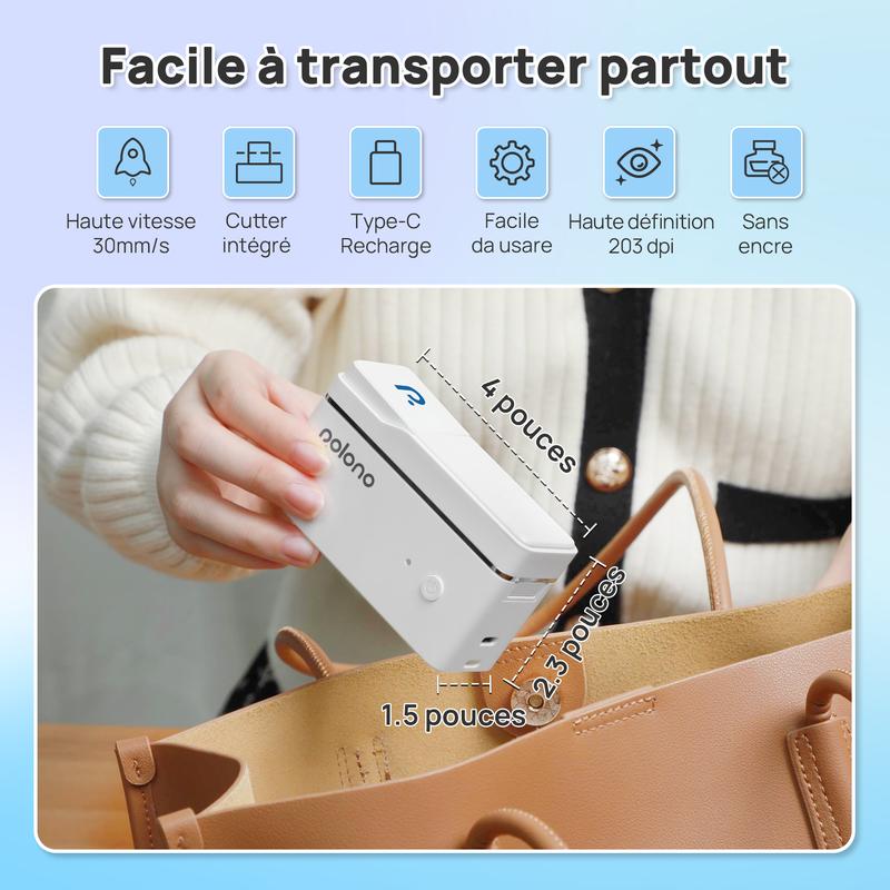Polono P31S Imprimante d'étiquettes , mini-étiqueteuse sans fil avec plusieurs modèles pour le rangement et l'organisation, utilisable pour les études, la vie quotidienne et le travail, Portable Mini Label Printer — vignette 2