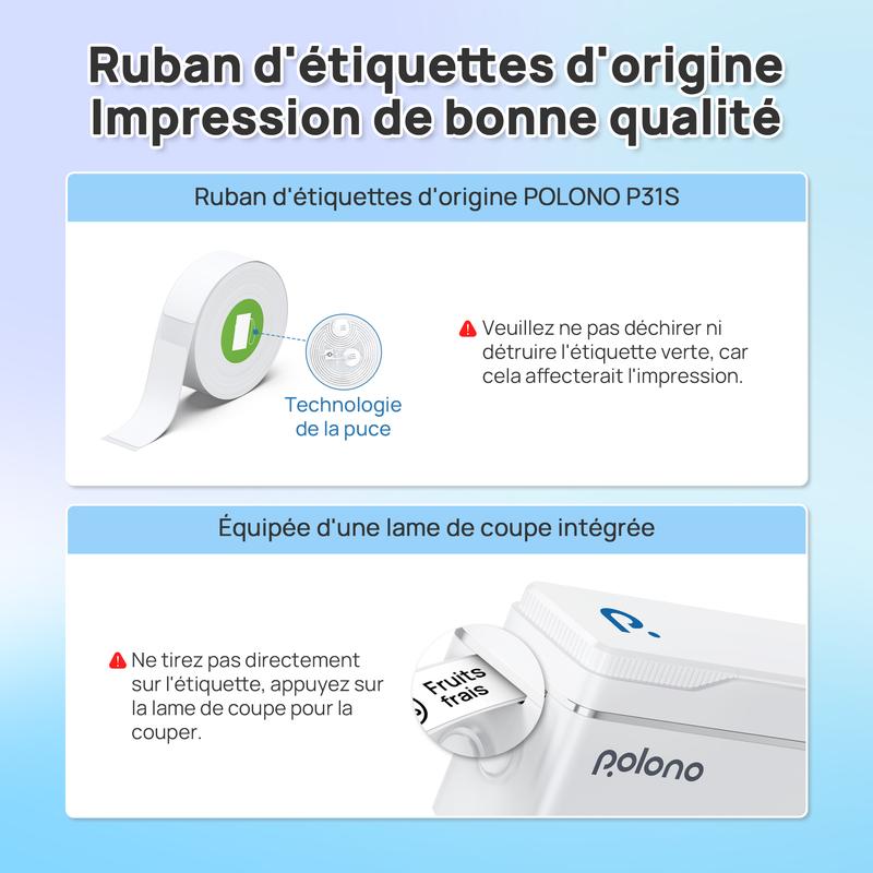 Polono P31S Imprimante d'étiquettes , mini-étiqueteuse sans fil avec plusieurs modèles pour le rangement et l'organisation, utilisable pour les études, la vie quotidienne et le travail, Portable Mini Label Printer — vignette 5