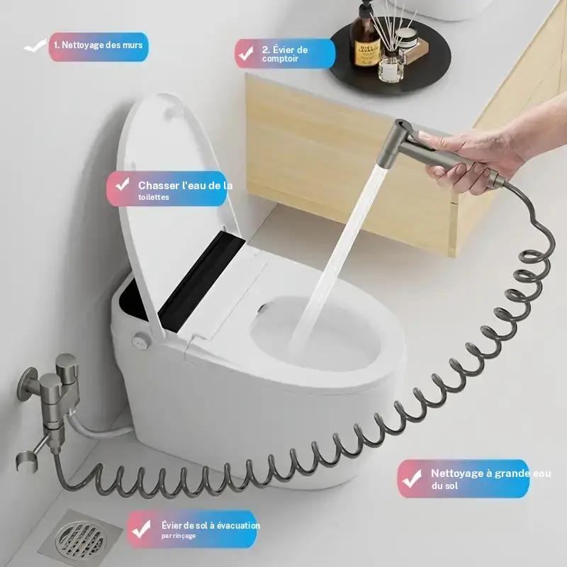 Pommeau de douche haute pression pour le nettoyage des toilettes, ensemble de douchette bidet à main pour robinet de toilette, pulvérisateur bidet pour toilette, pulvérisateur de lavage pour salle de bains #Meilleures choix — vignette 3