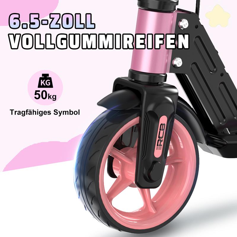 RCB R12 trottinette électrique pour enfants de 6–12 ans, jusqu’à 15 km/h et 10 km, trottinette électrique pliable 6,5 inch, éclairages colorés, écran LED, doubles freins, cadeau pour enfants — vignette 2