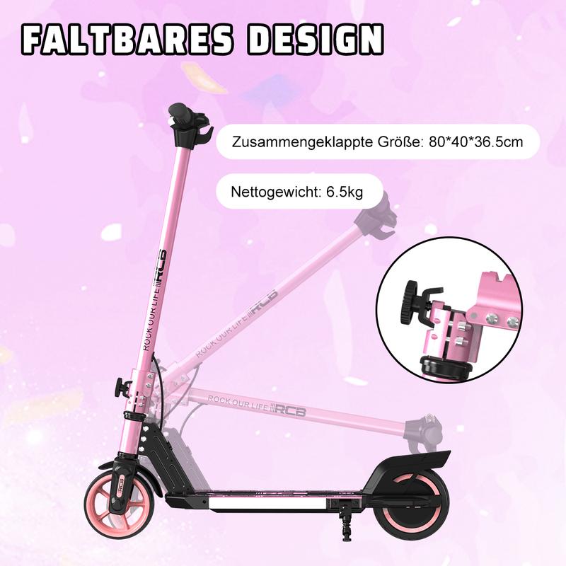 RCB R12 trottinette électrique pour enfants de 6–12 ans, jusqu’à 15 km/h et 10 km, trottinette électrique pliable 6,5 inch, éclairages colorés, écran LED, doubles freins, cadeau pour enfants — vignette 9