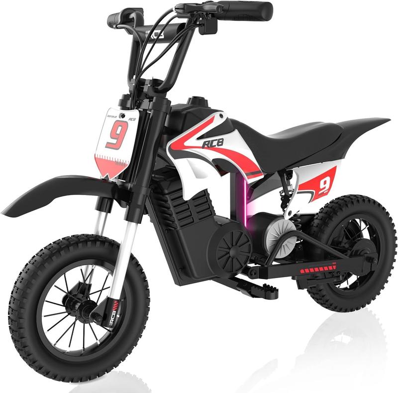 RCB R9X Pro Moto électrique pour enfants 10/15/25 km/h 16 km portée lumières double suspension Cross 12 pouces 4+ ans