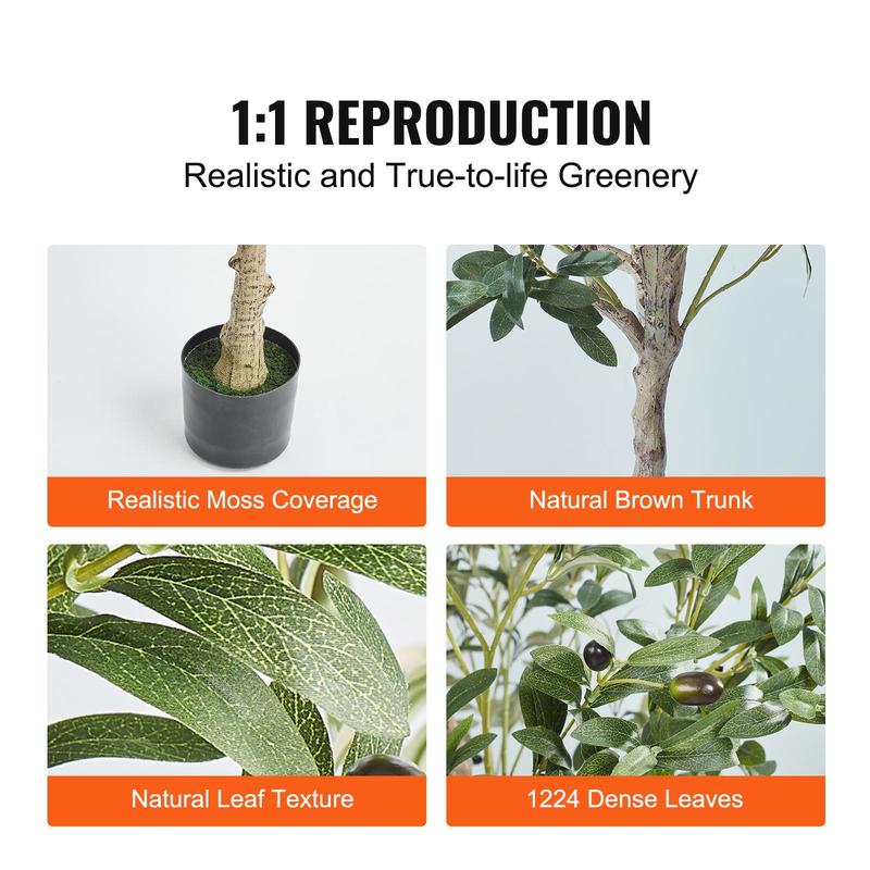 【Rentrée scolaire】Arbre d’olivier artificiel VEVOR, plante artificielle, matériau PE sûr et protection anti‑basculement, plante peu exigeante, arbre artificiel vert réaliste en pot pour la décoration de maison, bureau et entrepôt, intérieur/extérieur — vignette 4