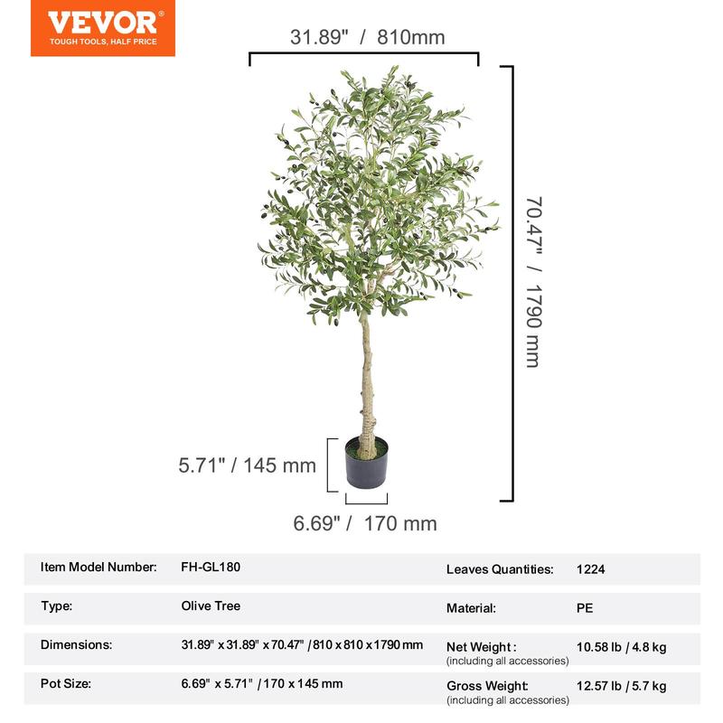【Rentrée scolaire】Arbre d’olivier artificiel VEVOR, plante artificielle, matériau PE sûr et protection anti‑basculement, plante peu exigeante, arbre artificiel vert réaliste en pot pour la décoration de maison, bureau et entrepôt, intérieur/extérieur — vignette 7