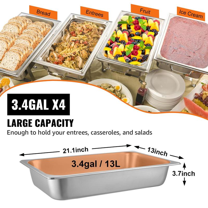 【Rentrée scolaire】VEVOR lot de 4 plateaux vapeur pour table à nourriture, profond, format complet, récipient alimentaire profond en acier inoxydable, plateau four, plateaux pour hôtel, anti‑blocage, plat vapeur pour table à nourriture — vignette 4