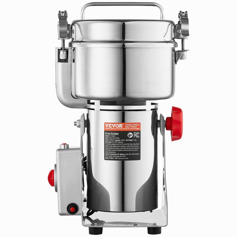 【Rentrée scolaire】VEVOR Moulin à épices Électrique 1000 g, Broyeur à Grains Commercial 3000 W Haute Vitesse, Moulin à Farine en Acier Inoxydable, Type Oscillant, pour Moudre Rapidement Céréales Épices Herbes Cafés
