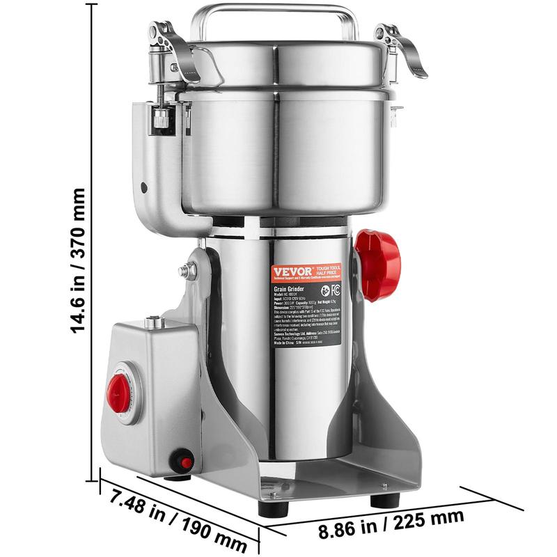 【Rentrée scolaire】VEVOR Moulin à épices Électrique 1000 g, Broyeur à Grains Commercial 3000 W Haute Vitesse, Moulin à Farine en Acier Inoxydable, Type Oscillant, pour Moudre Rapidement Céréales Épices Herbes Cafés — vignette 4