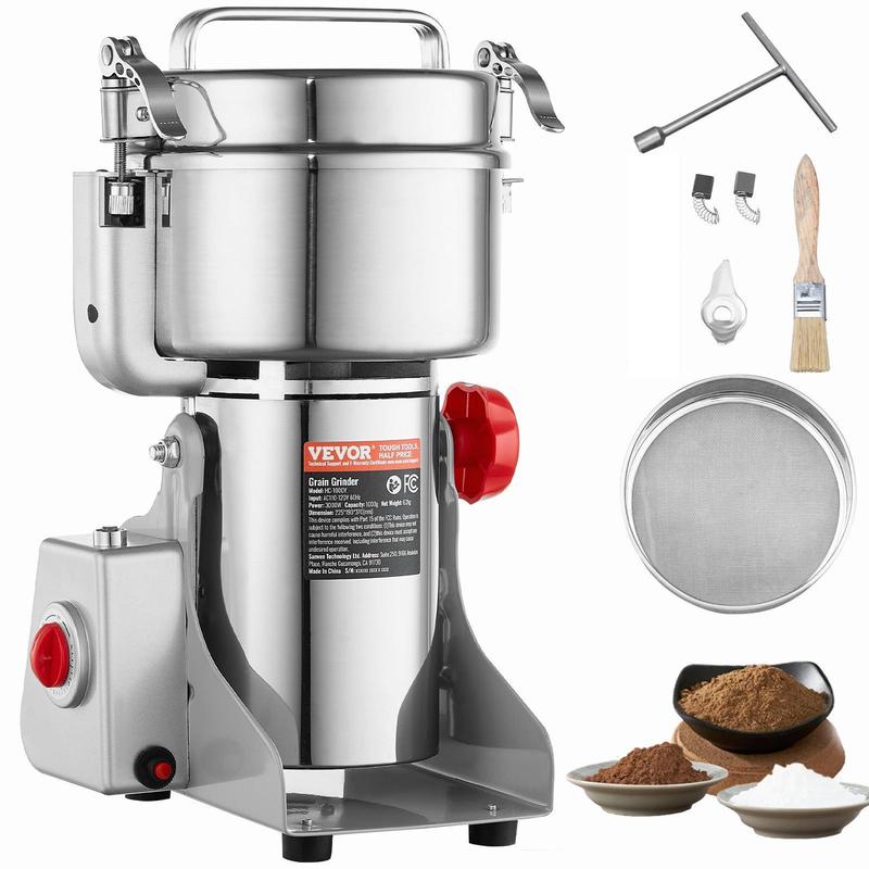 【Rentrée scolaire】VEVOR Moulin à épices Électrique 1000 g, Broyeur à Grains Commercial 3000 W Haute Vitesse, Moulin à Farine en Acier Inoxydable, Type Oscillant, pour Moudre Rapidement Céréales Épices Herbes Cafés — vignette 5