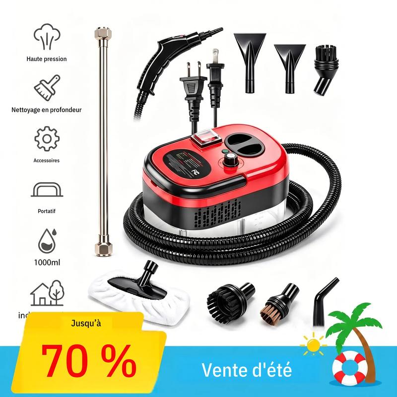 【Retour à l’école】 Nettoyeur vapeur haute pression puissant 2500 W – réservoir de 1000 ml & accessoires complets – polyvalent pour la cuisine, la salle de bains, les tissus d’ameublement & la voiture (intérieur + extérieur)
