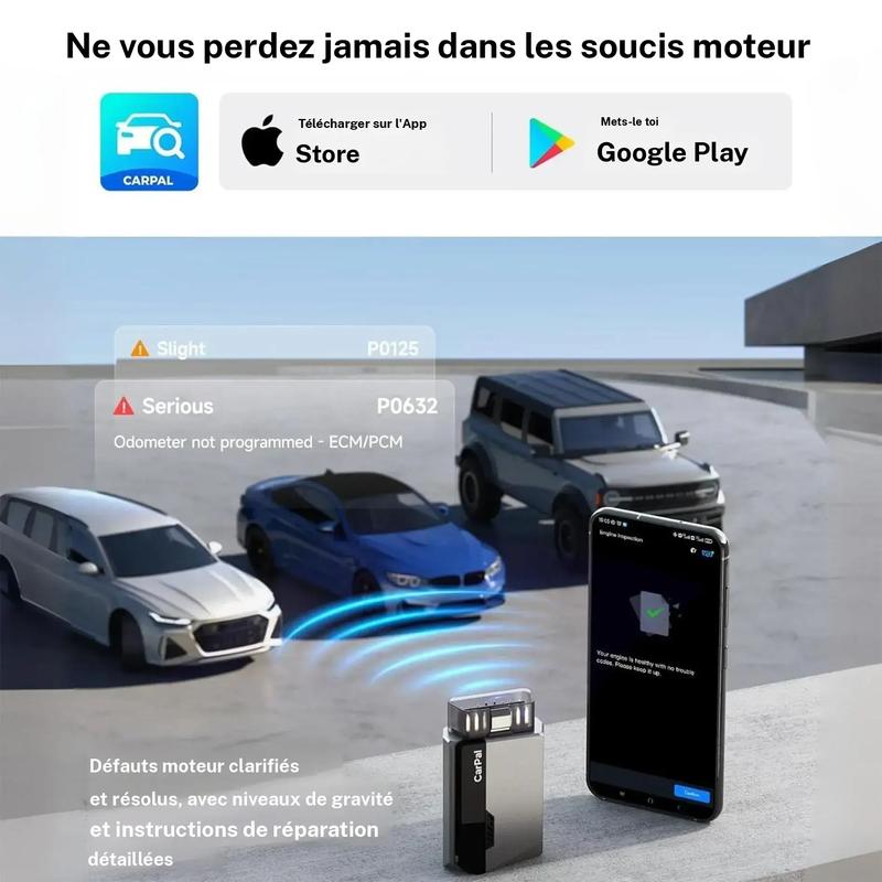 Scanner OBD2 TOPDON CarPal, scanner de diagnostic de voiture compatible Bluetooth — vignette 8