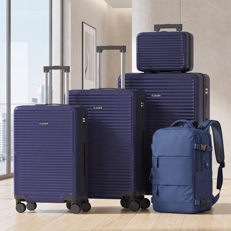 Set de 4/5 valises Ystyle (23.5/54.5/64.5/74.5 cm) -Design léger et spacieux amélioré, extensible ABS rigide anti-choc, roulettes silencieuses 360°, fluidité de roulement sans effort, cadenas TSA, Empilables pour un rangement compact