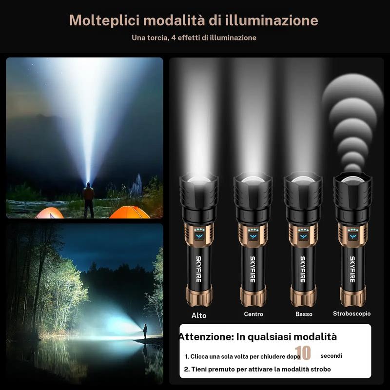 SKYFIRE lampe de poche 1097, lumière forte, ultra lumineuse, pour camping en plein air, maison, longue portée, portable, ultra longue endurance — vignette 6