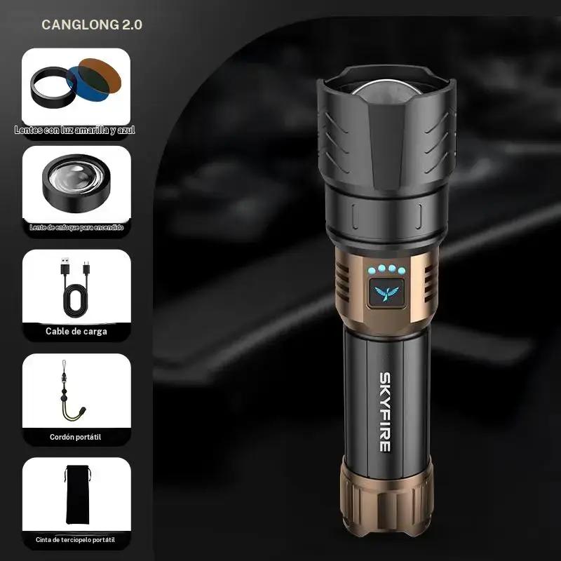 SKYFIRE lampe de poche 1097, lumière forte, ultra lumineuse, pour camping en plein air, maison, longue portée, portable, ultra longue endurance — vignette 8