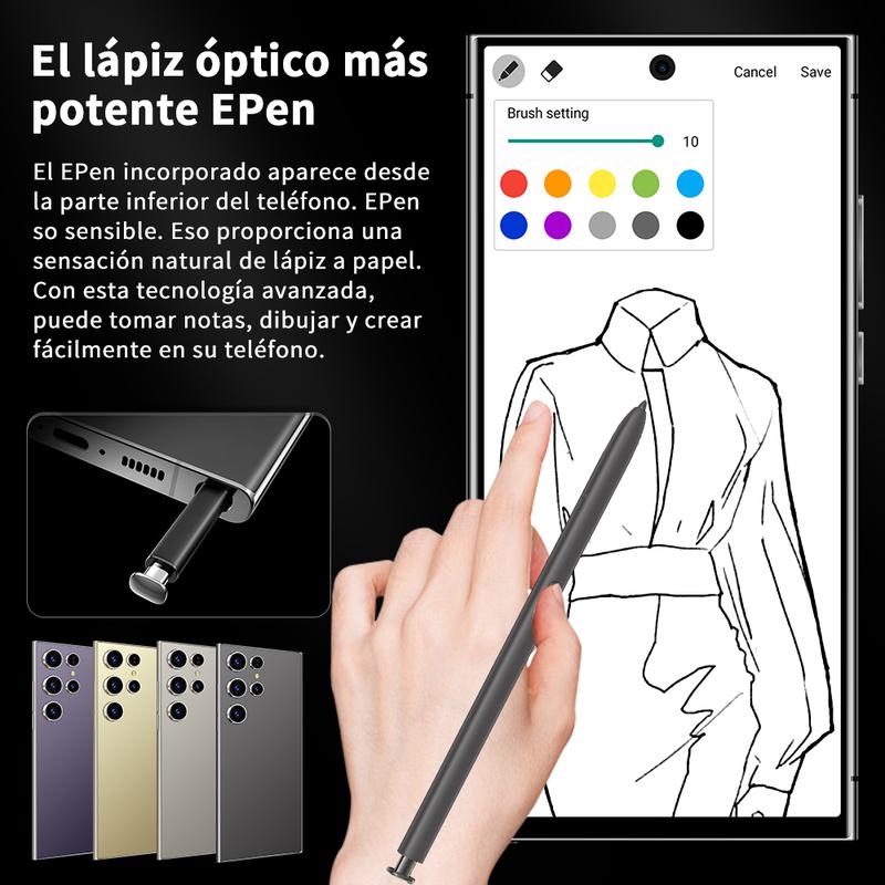Smartphone Android 2025 Écran HD 6,8 Pouces 6Go RAM 128Go ROM Reconnaissance Faciale Stylet Inclus Batterie 5800mAh Débloqué Android 14 — vignette 6