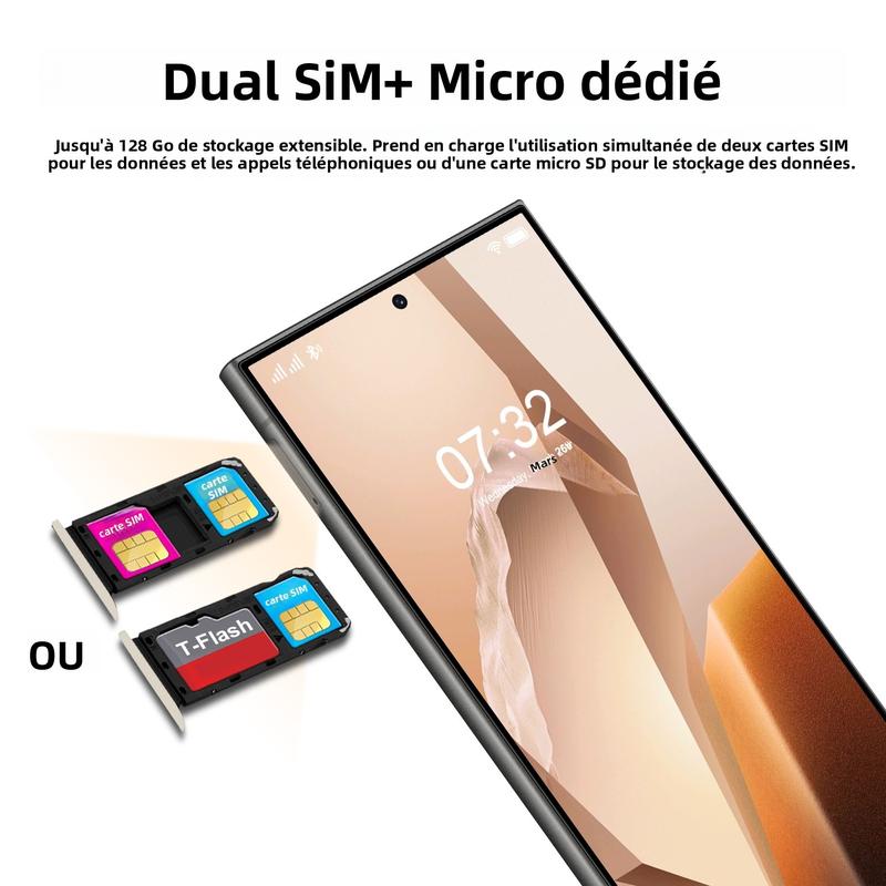 Smartphone Android 2025 Écran HD 6,8 Pouces 6Go RAM 128Go ROM Reconnaissance Faciale Stylet Inclus Batterie 5800mAh Débloqué Android 14 — vignette 7