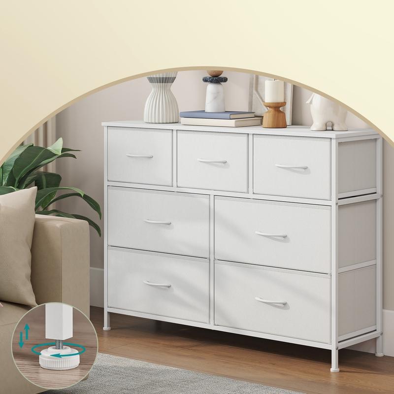 SONGMICS BELLAH Collection - Commode, Meuble de Rangement pour Chambre, Couloir, Entrée, Salon, Cadre en Acier, 7 Tiroirs, Style Moderne, Blanc Nuage et Blanc Neige — vignette 4
