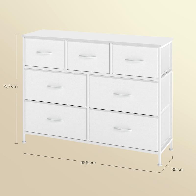 SONGMICS BELLAH Collection - Commode, Meuble de Rangement pour Chambre, Couloir, Entrée, Salon, Cadre en Acier, 7 Tiroirs, Style Moderne, Blanc Nuage et Blanc Neige — vignette 6
