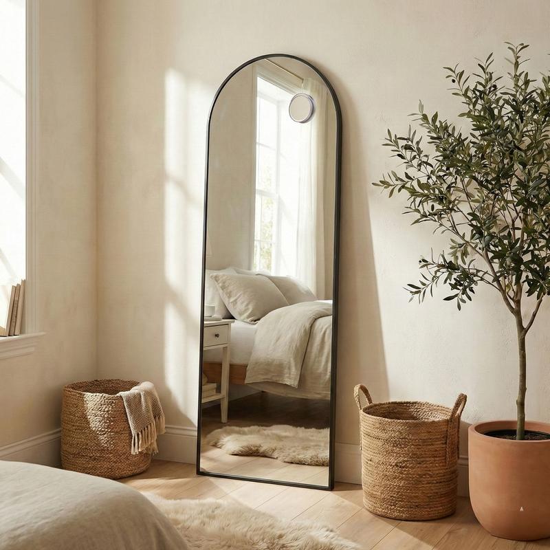 SONGMICS HOME Miroir Intégral – Choix de Tailles et Couleurs, Formes Arche et Rectangulaire (Loupe Incluse sur Certains Modèles), Cadre en Alliage d'Aluminium & Verre Trempé, Idéal pour Chambre, Salon, Dressing — vignette 8